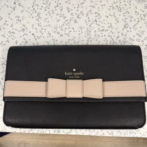 Kate Spade Black Clutch with Tan Bow